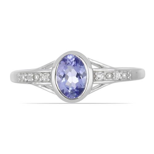 BUY REAL TANZANITE GEMSTONE CLASSIC RING IN 925 SILVER